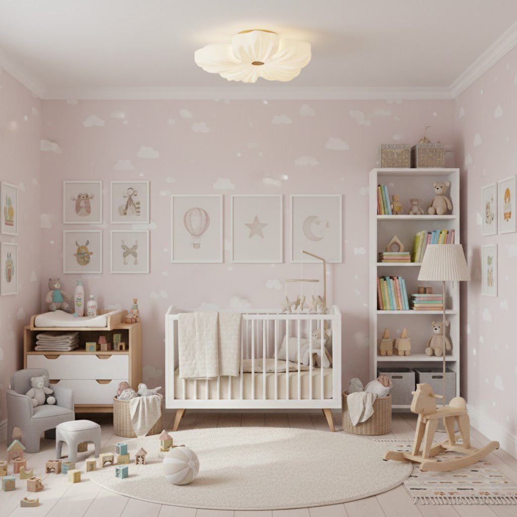 Lámpara de techo LED en forma de flor Petalina en un dormitorio luminoso – imagen 7