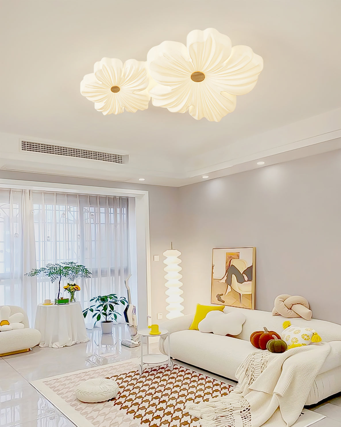Lámpara de techo LED en forma de flor Petalina en un dormitorio luminoso – imagen 16