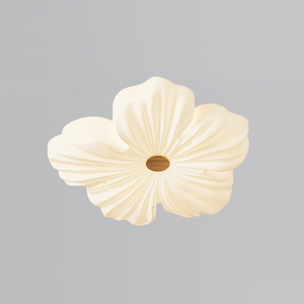 Petalina - Lámpara de Techo LED en Forma de Flor Crema y Madera