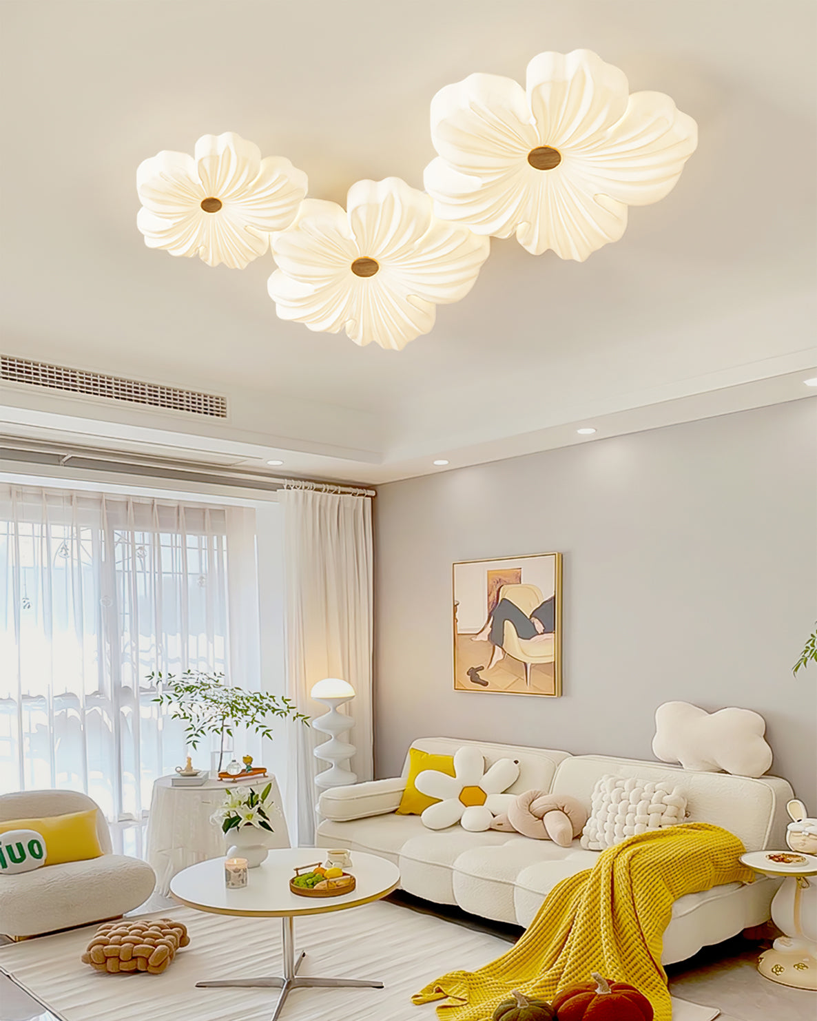 Lámpara de techo LED en forma de flor Petalina en un dormitorio luminoso – imagen 15