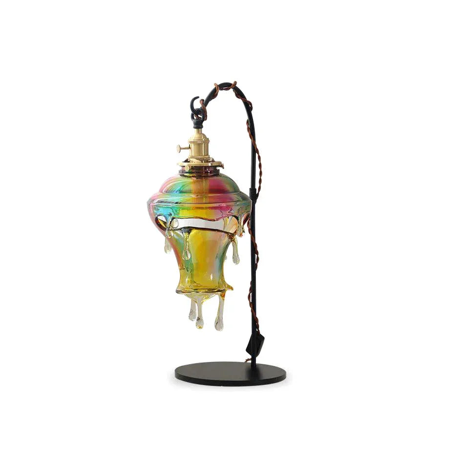 Lámpara de mesa de cristal Rociela – con pantalla de cristal tornasolado