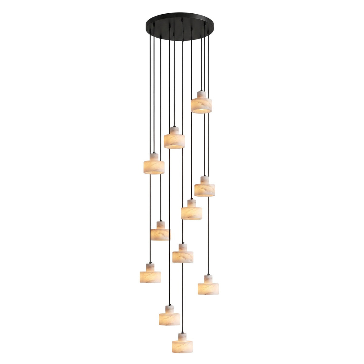 Lámpara colgante de alabastro Albarín – cascada de 11 luces