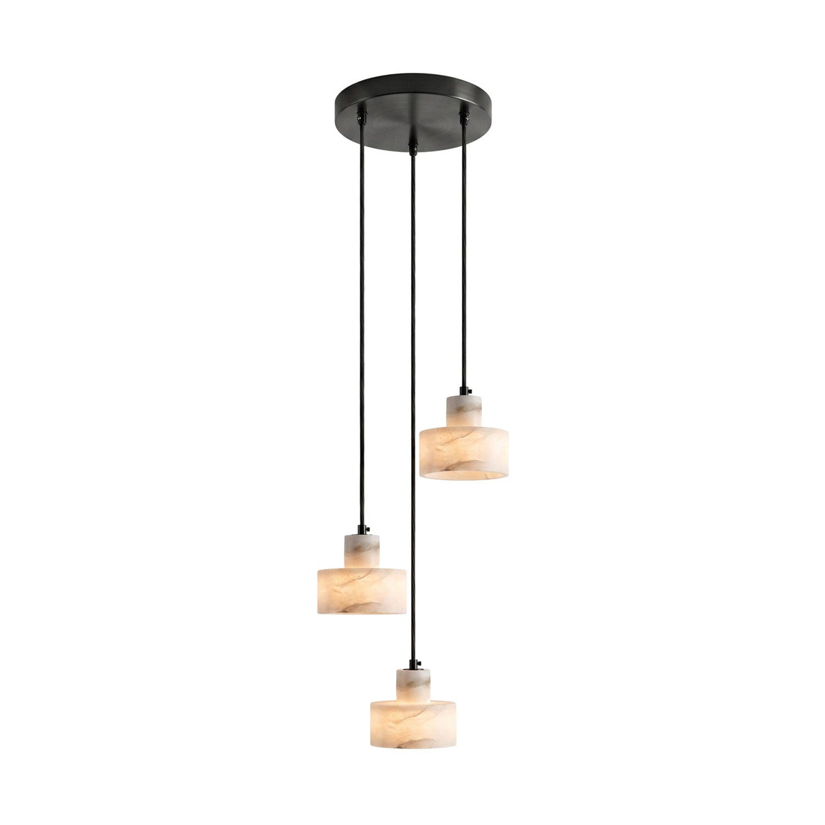 Lámpara colgante de alabastro Albarín – cascada de 3 luces