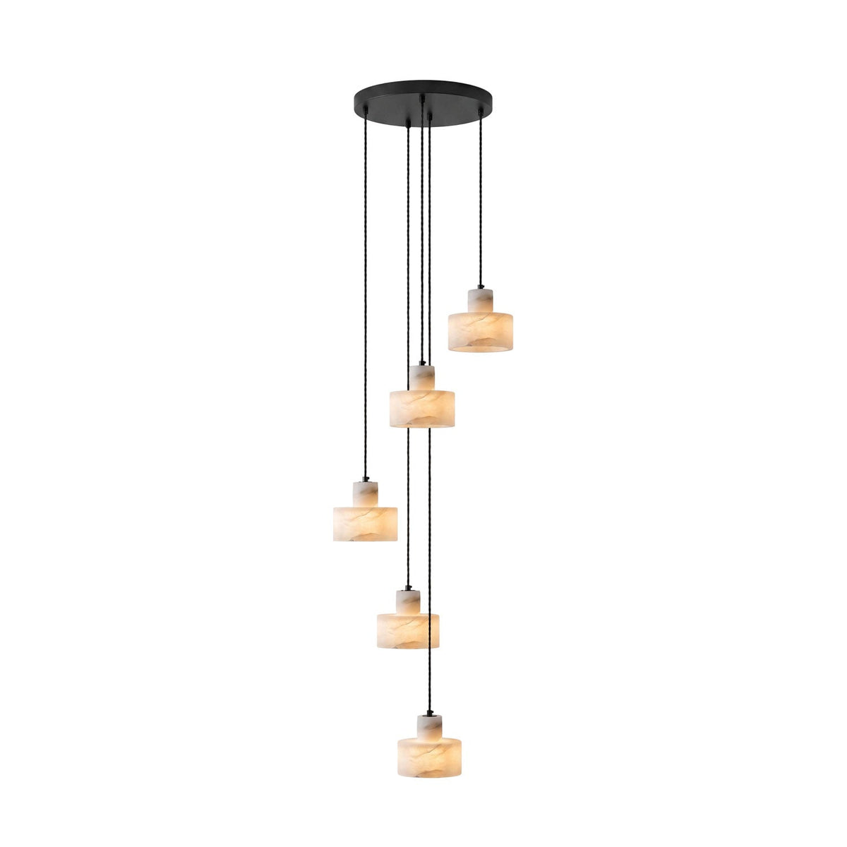 Lámpara colgante de alabastro Albarín – cascada de 5 luces