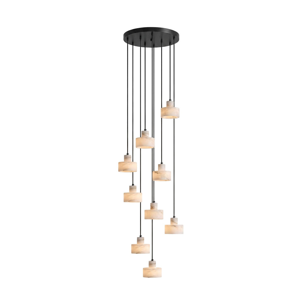 Lámpara colgante de alabastro Albarín – cascada de 9 luces