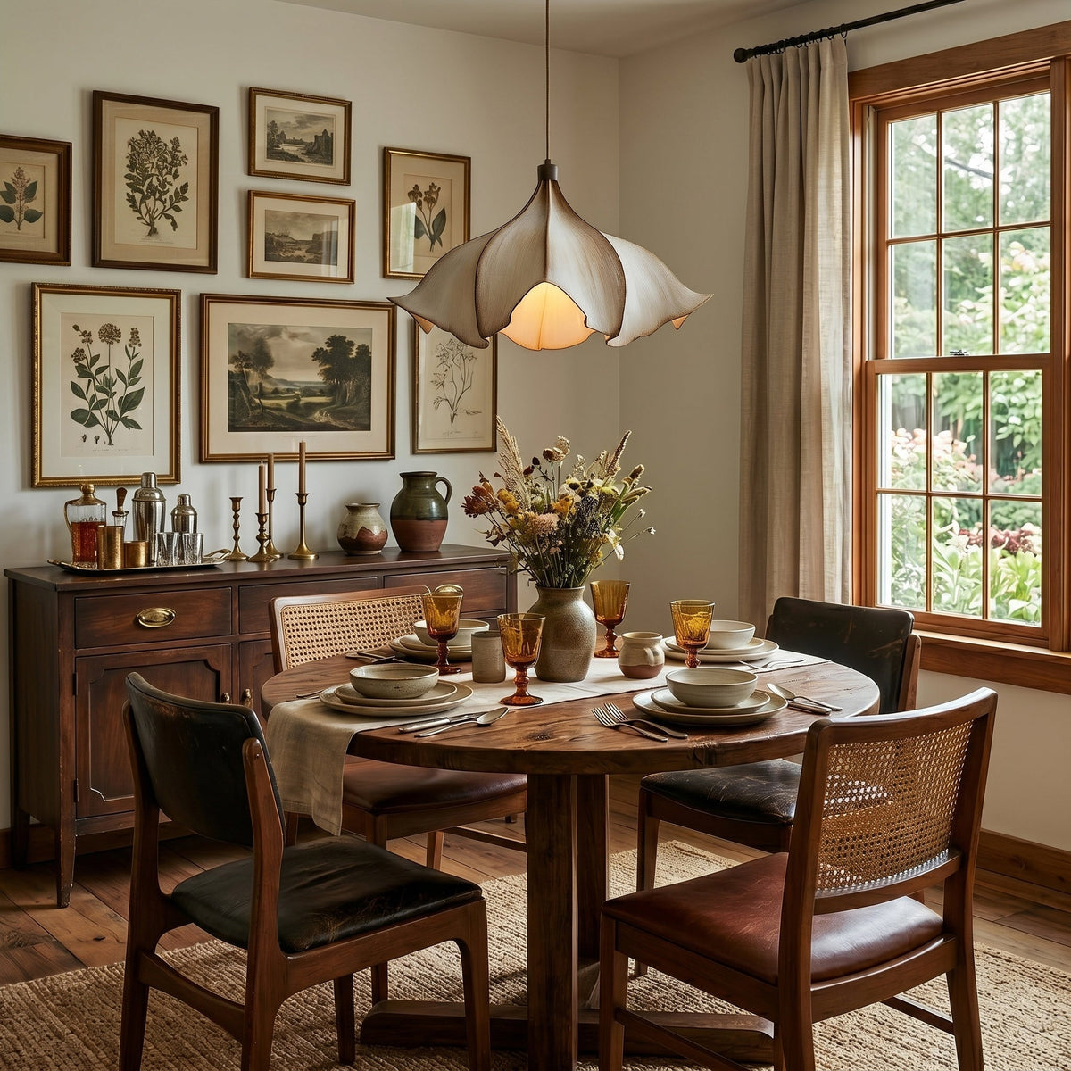 Lámpara colgante de pétalos Corolba sobre una mesa de comedor clásica – imagen 10