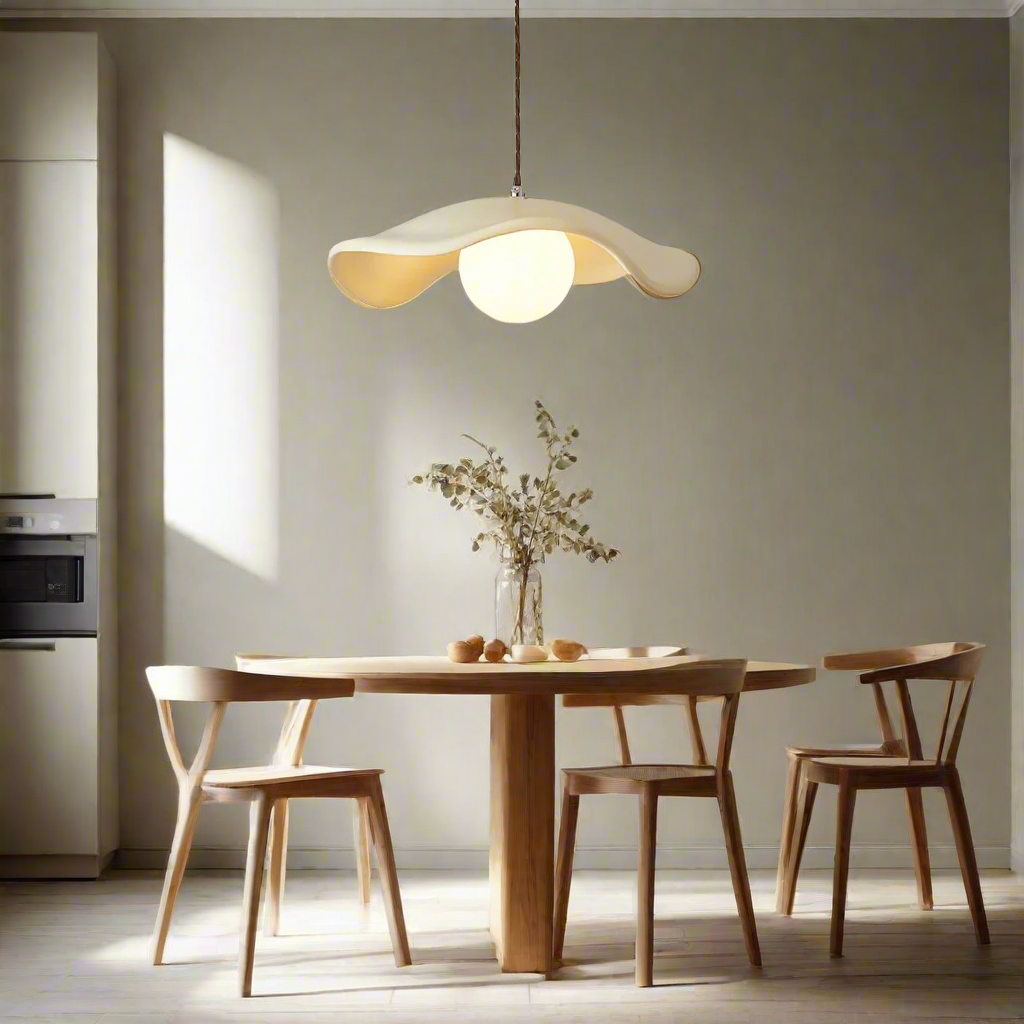 Lámpara colgante de resina Capelia sobre una mesa de comedor – imagen 12