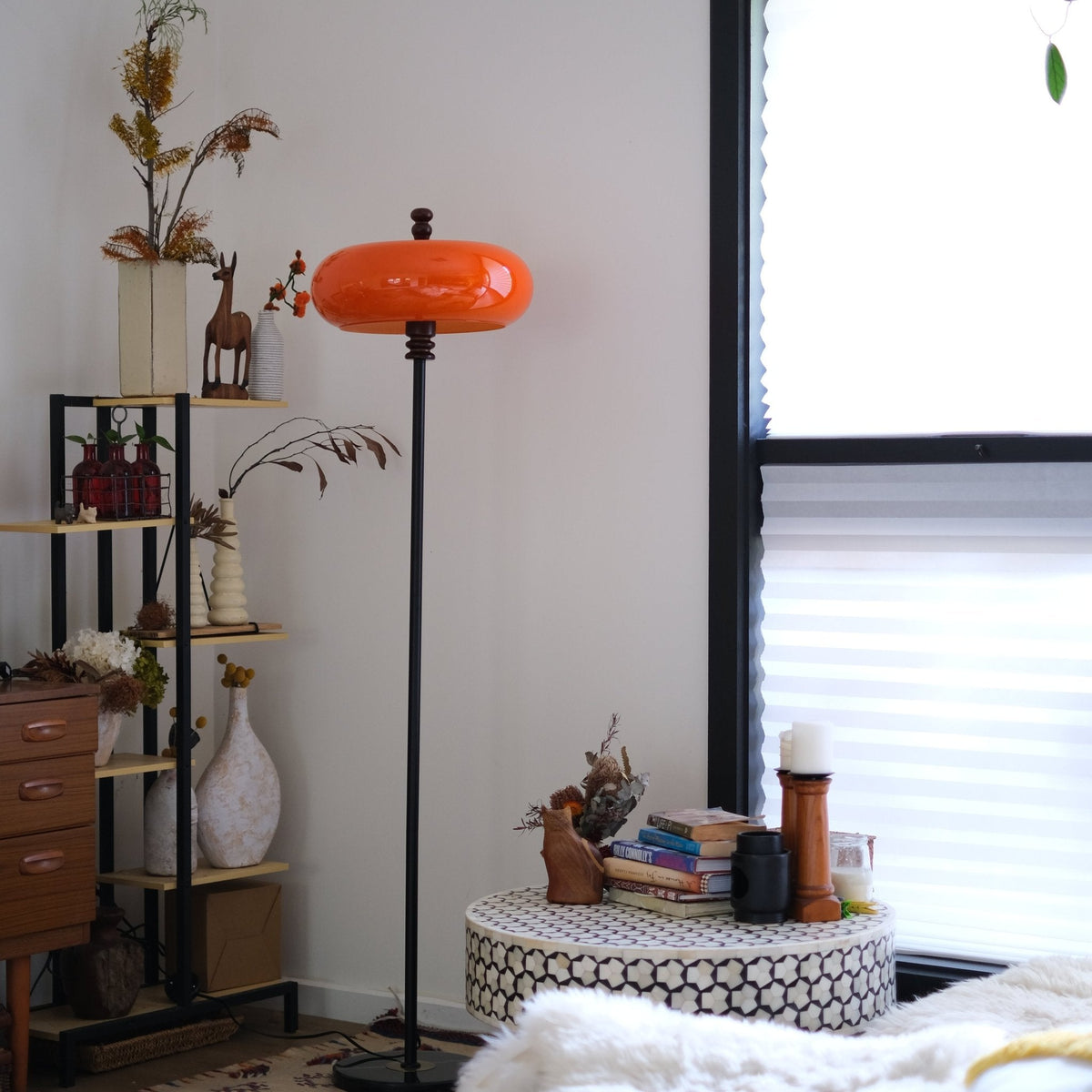 Lámpara de pie retro de cristal naranja Jarana – vista principal
