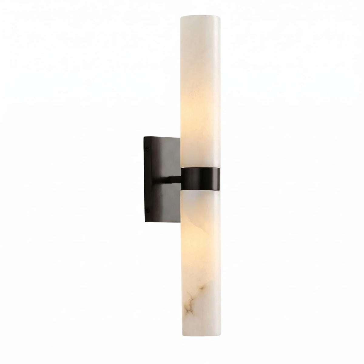 Aplique de pared de doble tubo Melliza – alabastro y negro mate