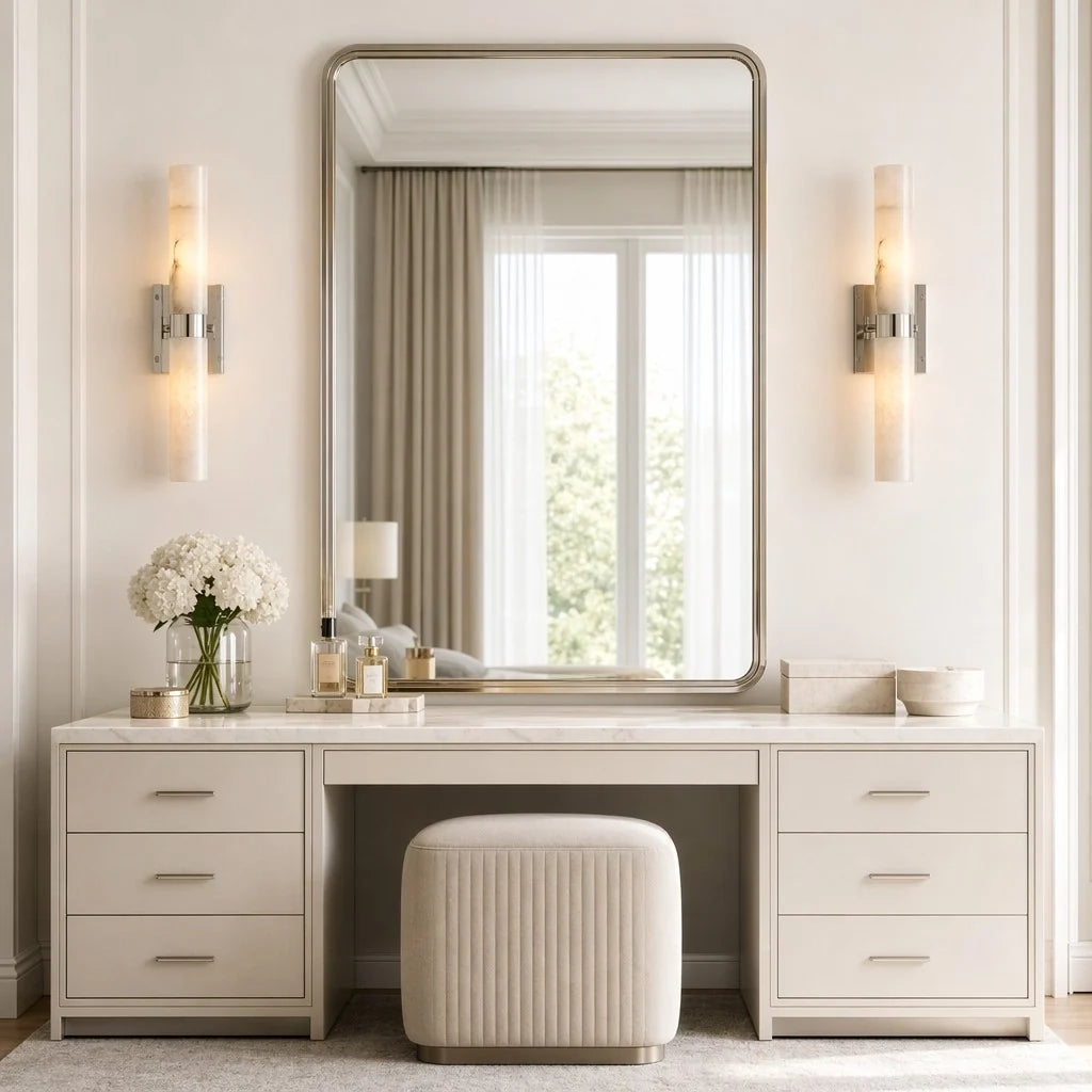 Aplique de pared de doble tubo Melliza junto al espejo de un baño – imagen 20