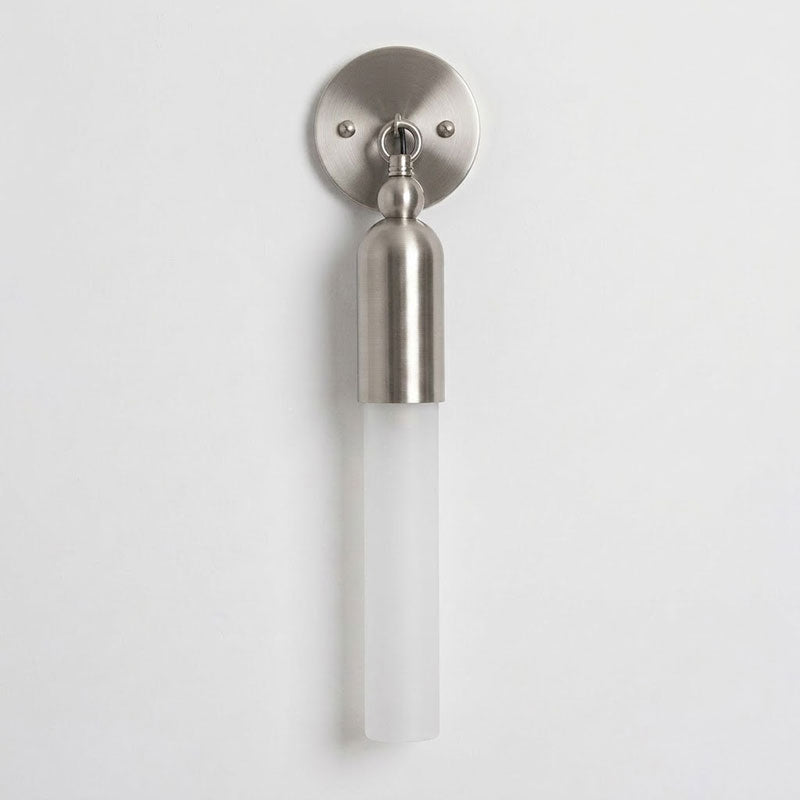 Aplique de pared de latón Pavesa – níquel satinado con cristal opaco