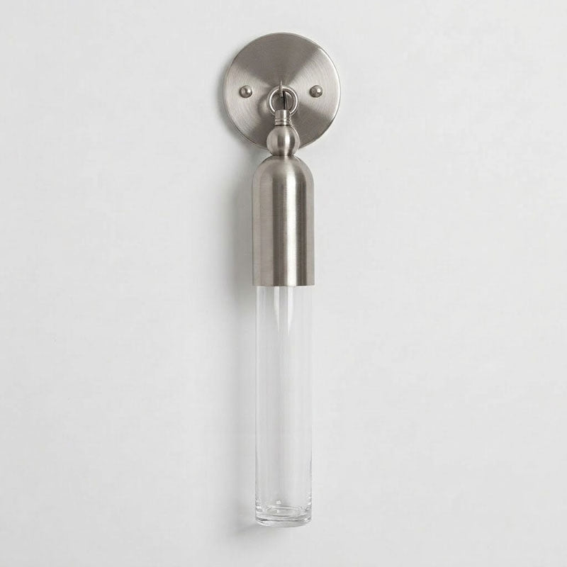 Aplique de pared de latón Pavesa – níquel satinado con cristal transparente
