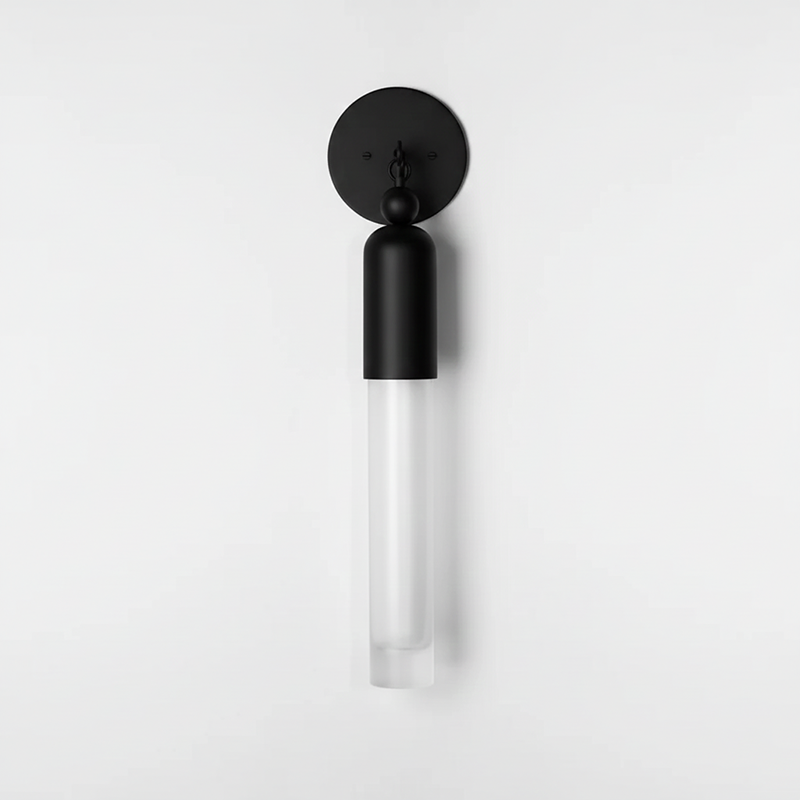Aplique de pared de latón Pavesa – negro con cristal opaco