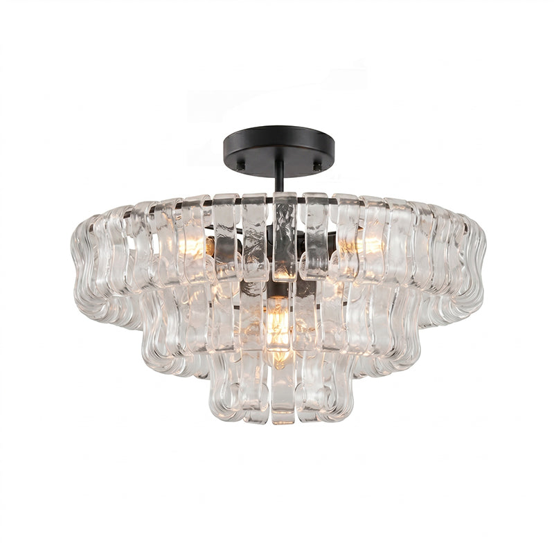 Lámpara araña de cristal Nivalia – transparente y negro, Ø 60 cm · 9 luces