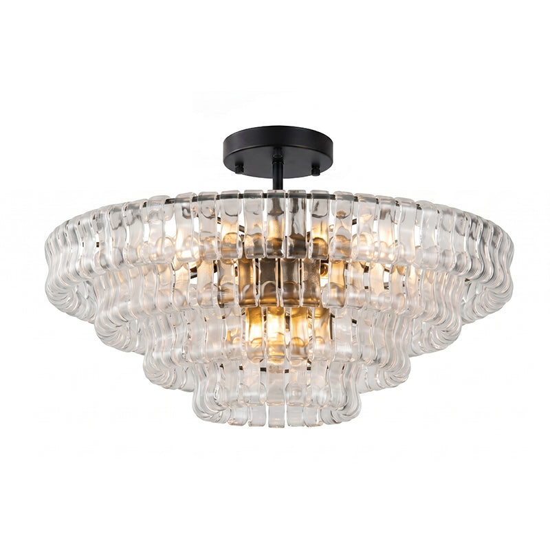 Lámpara araña de cristal Nivalia – transparente y negro, Ø 90 cm · 18 luces