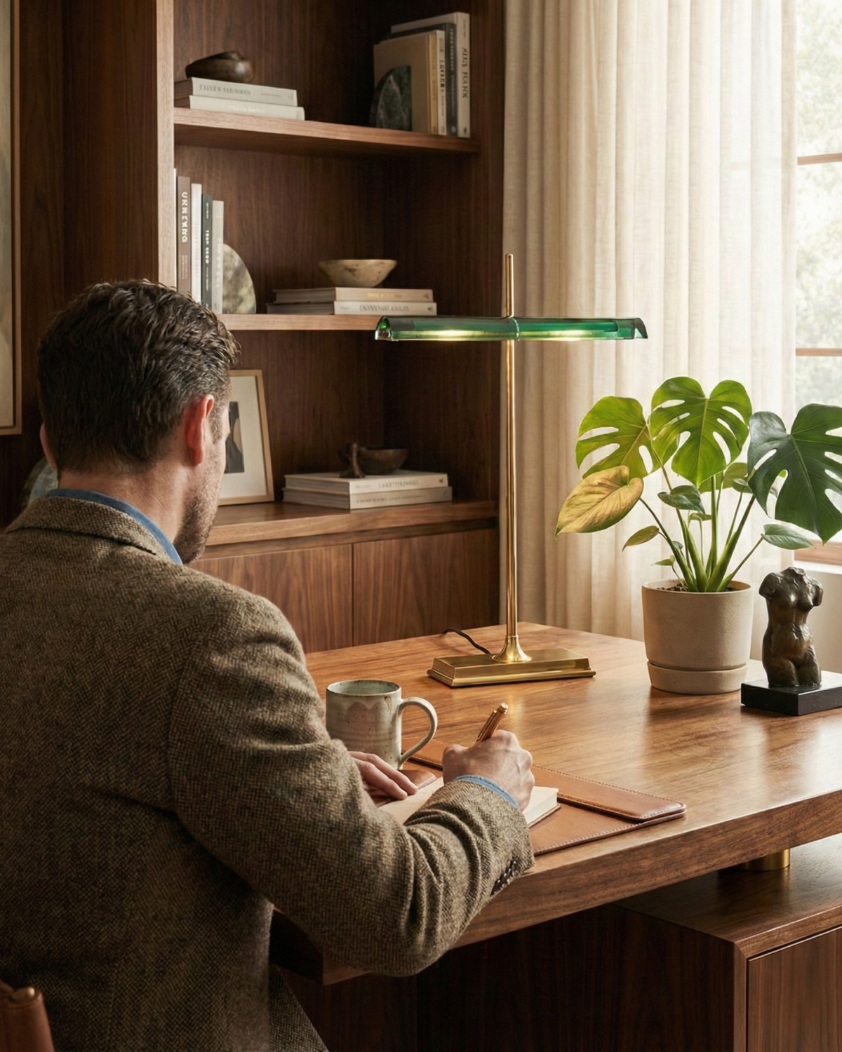 Lámpara de escritorio LED Kalema en un despacho de madera – imagen 4