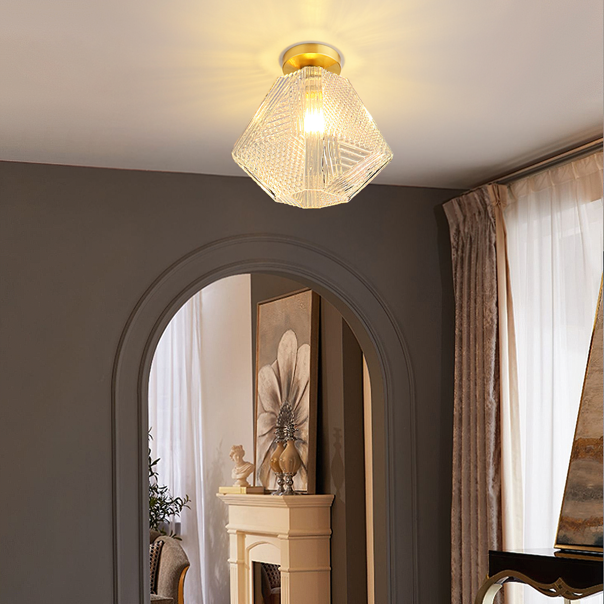 Lámpara de techo art déco Joyela en un dormitorio elegante – imagen 2