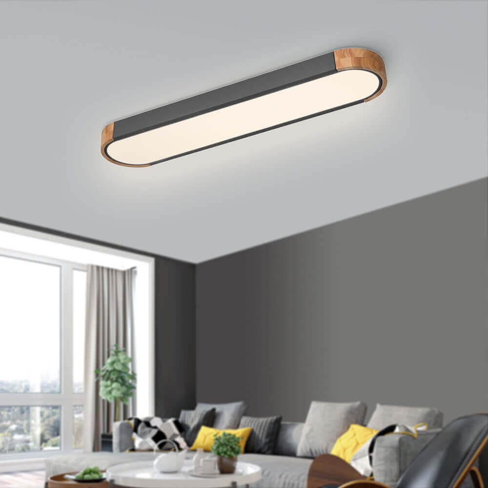 Plafón LED ovalado Hayela en un salón contemporáneo – imagen 6