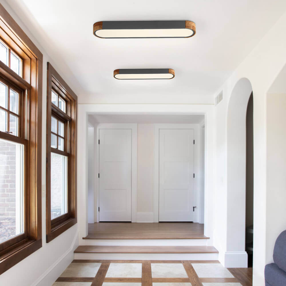 Plafón LED ovalado Hayela en un salón contemporáneo – imagen 3
