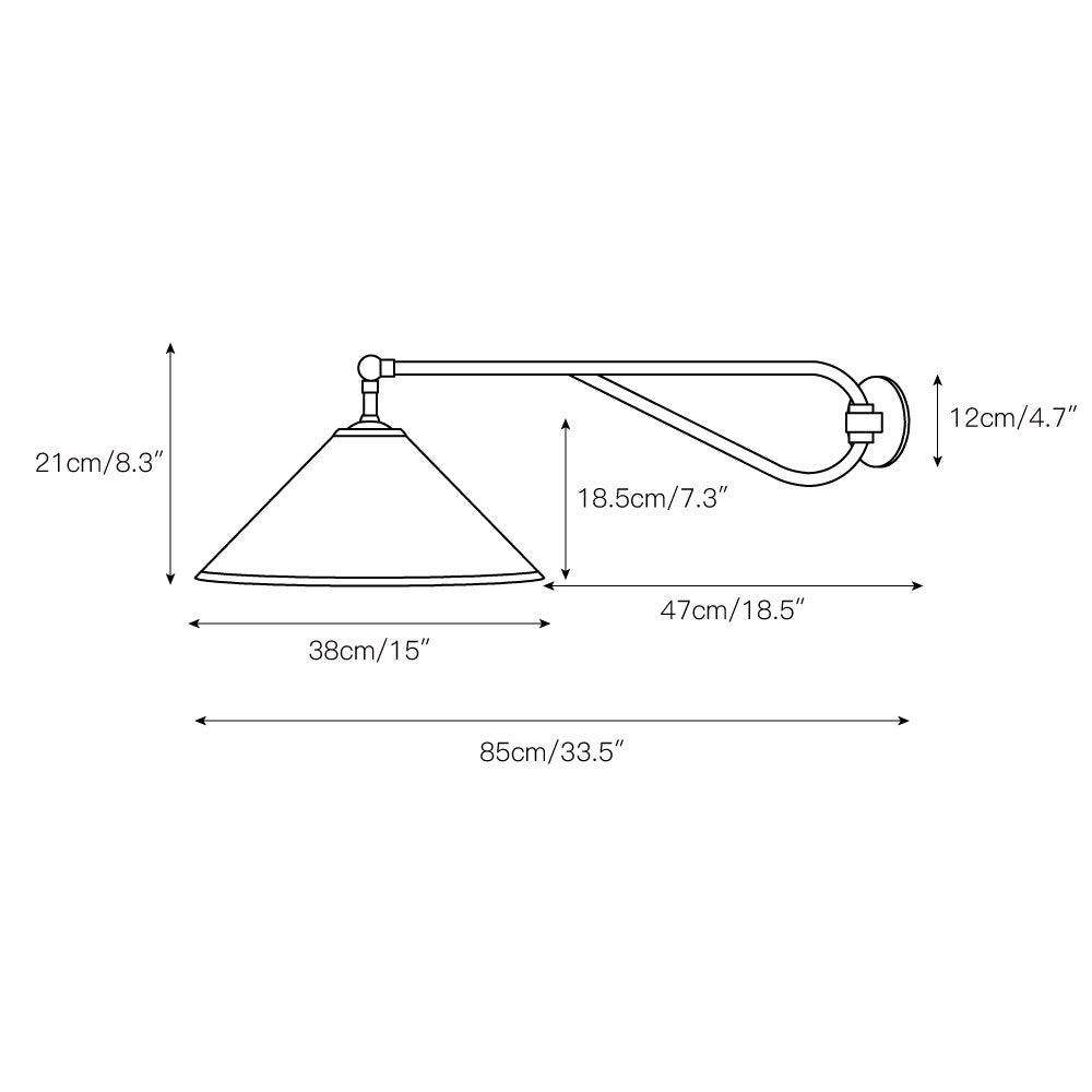 Aplique de pared con brazo giratorio Jalvira – medidas