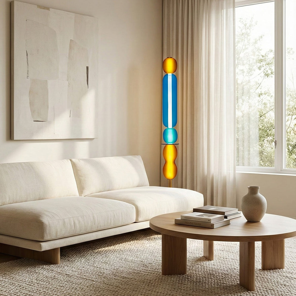 Lámpara de pie de cristal de colores Soplada en un salón luminoso – imagen 10