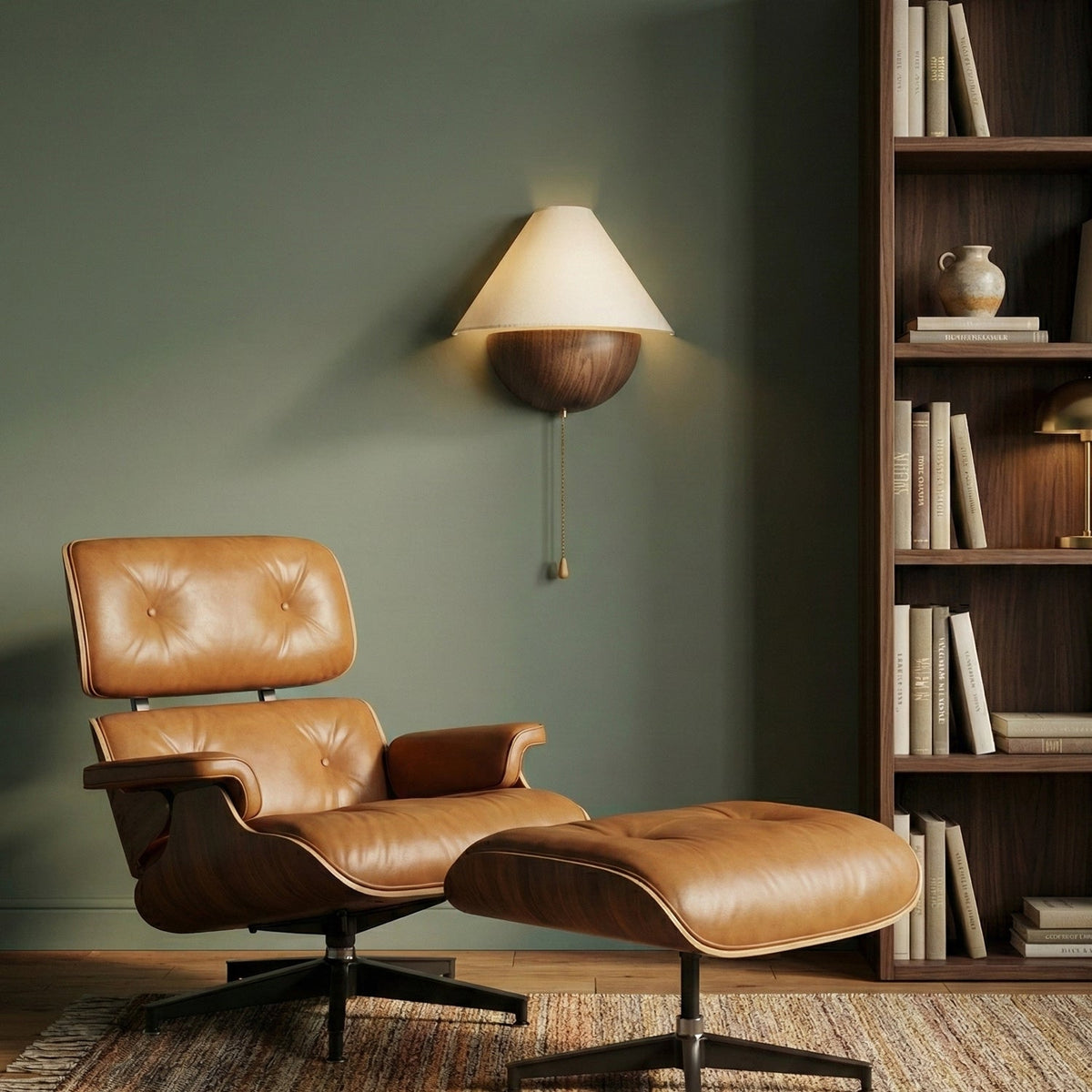 Aplique de pared retro Nogala en un rincón de lectura – imagen 4