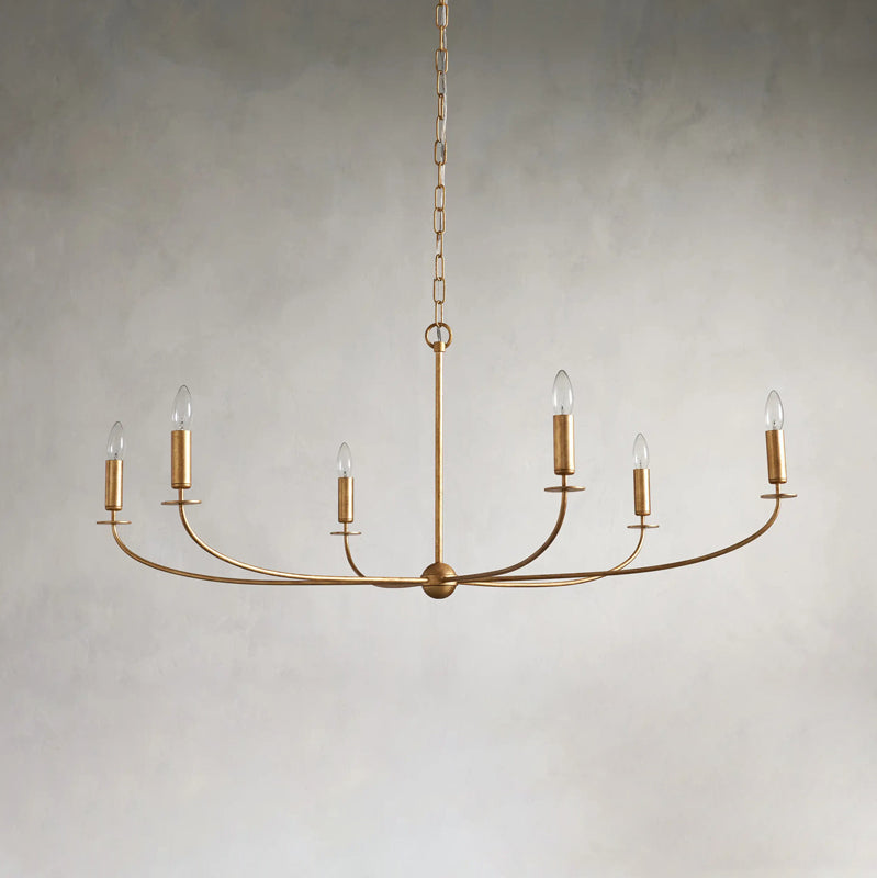 Lámpara araña de velas Ciria – latón envejecido, 6 luces · Ø 122 cm