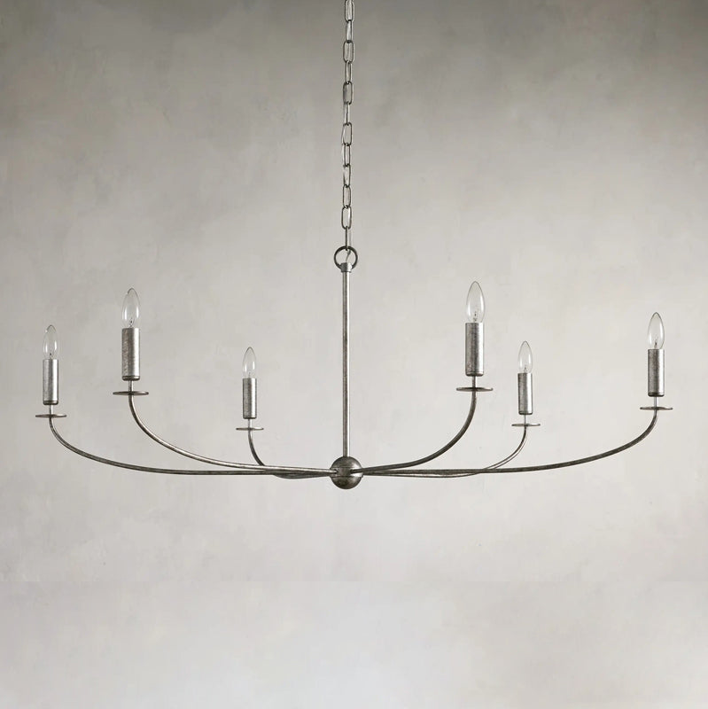 Lámpara araña de velas Ciria – plata, 6 luces · Ø 122 cm