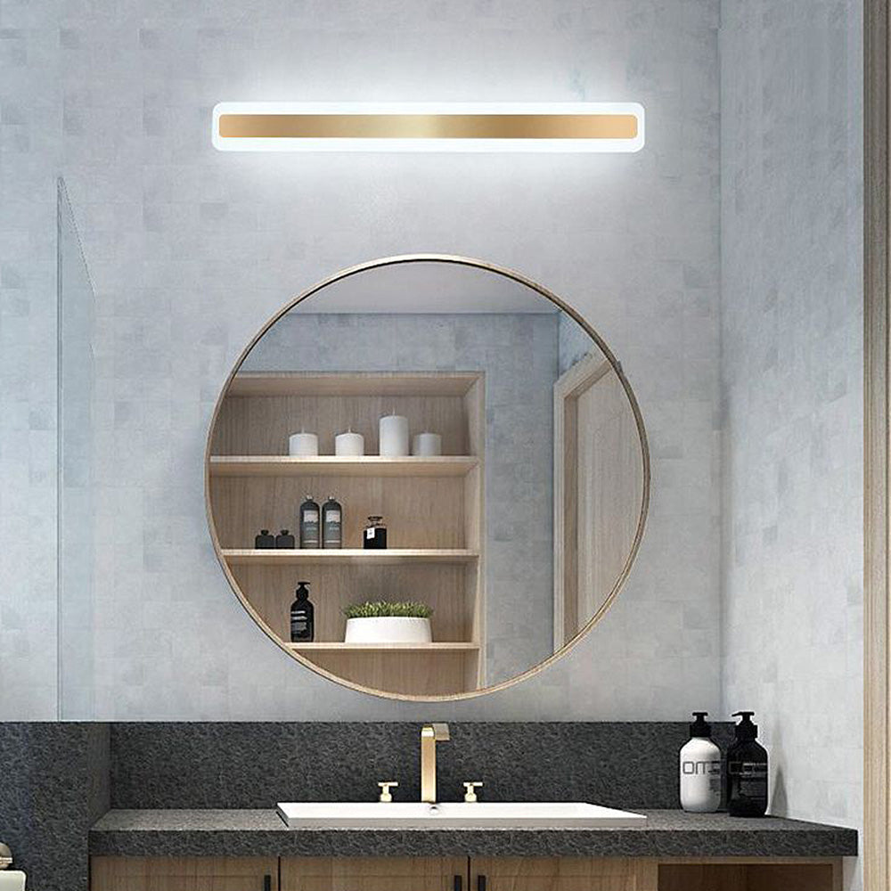 Espejo Baño con Luz LED en Metal Dorado, Espejo Iluminado de Pared Moderno para Baños, Diseño Elegante y Eficiencia Energética 0