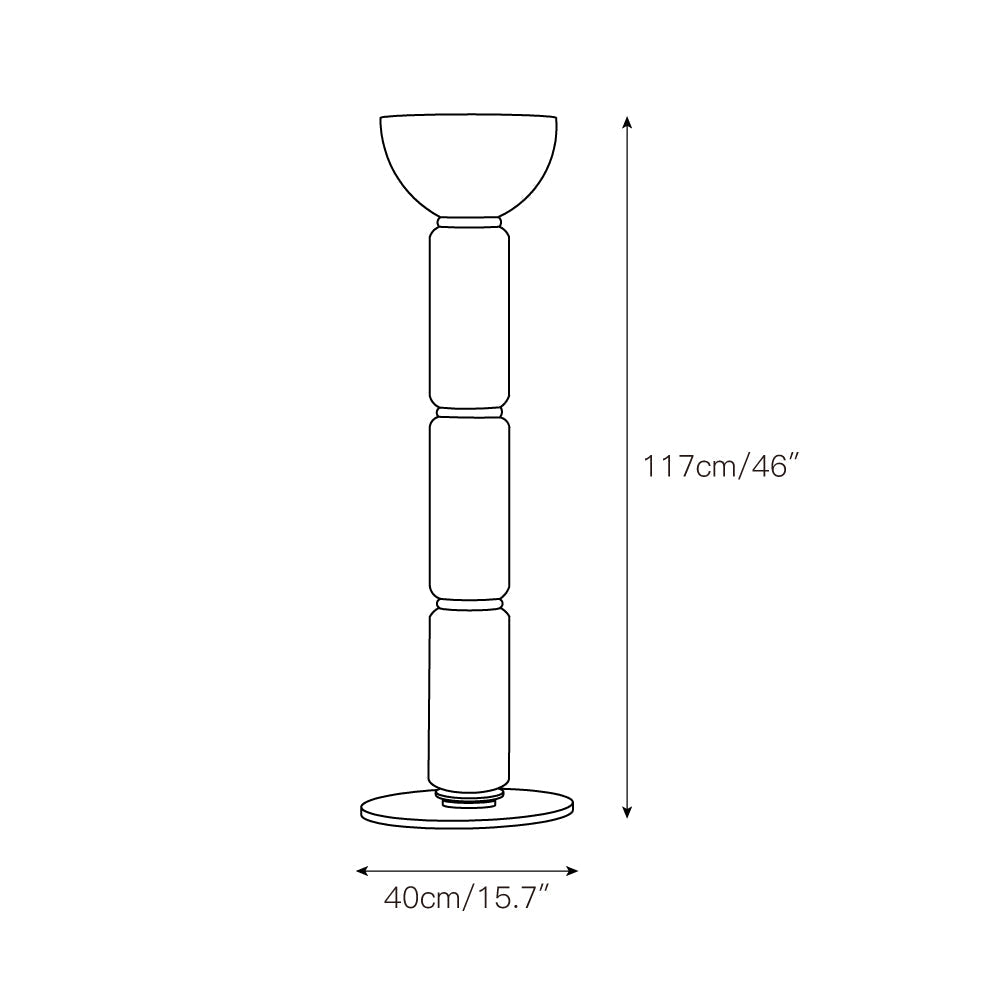 Lámpara de pie columna de cristal Vitrona – medidas