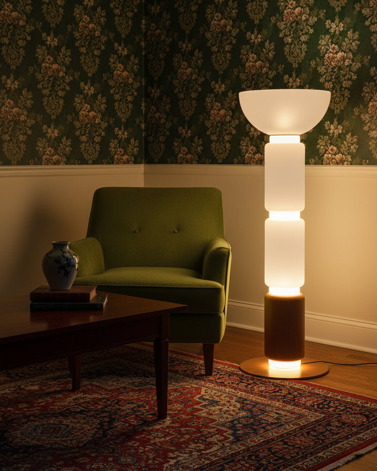 Lámpara de pie columna de cristal Vitrona en un salón clásico – imagen 11