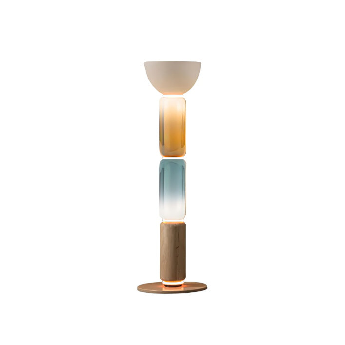 Lámpara de pie columna de cristal Vitrona – cristal azul y ámbar 117 cm