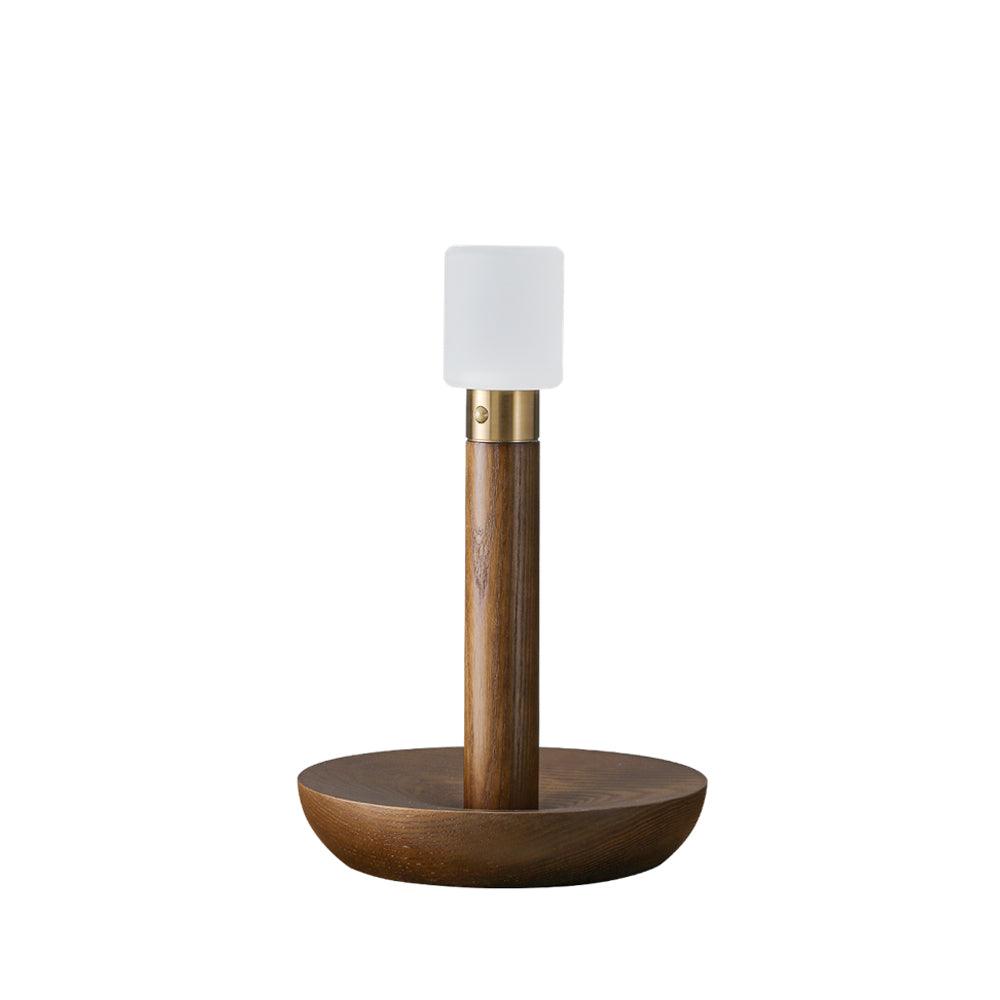 Antora - Lámpara de Mesa Recargable de Madera Maciza con Base Cuenco