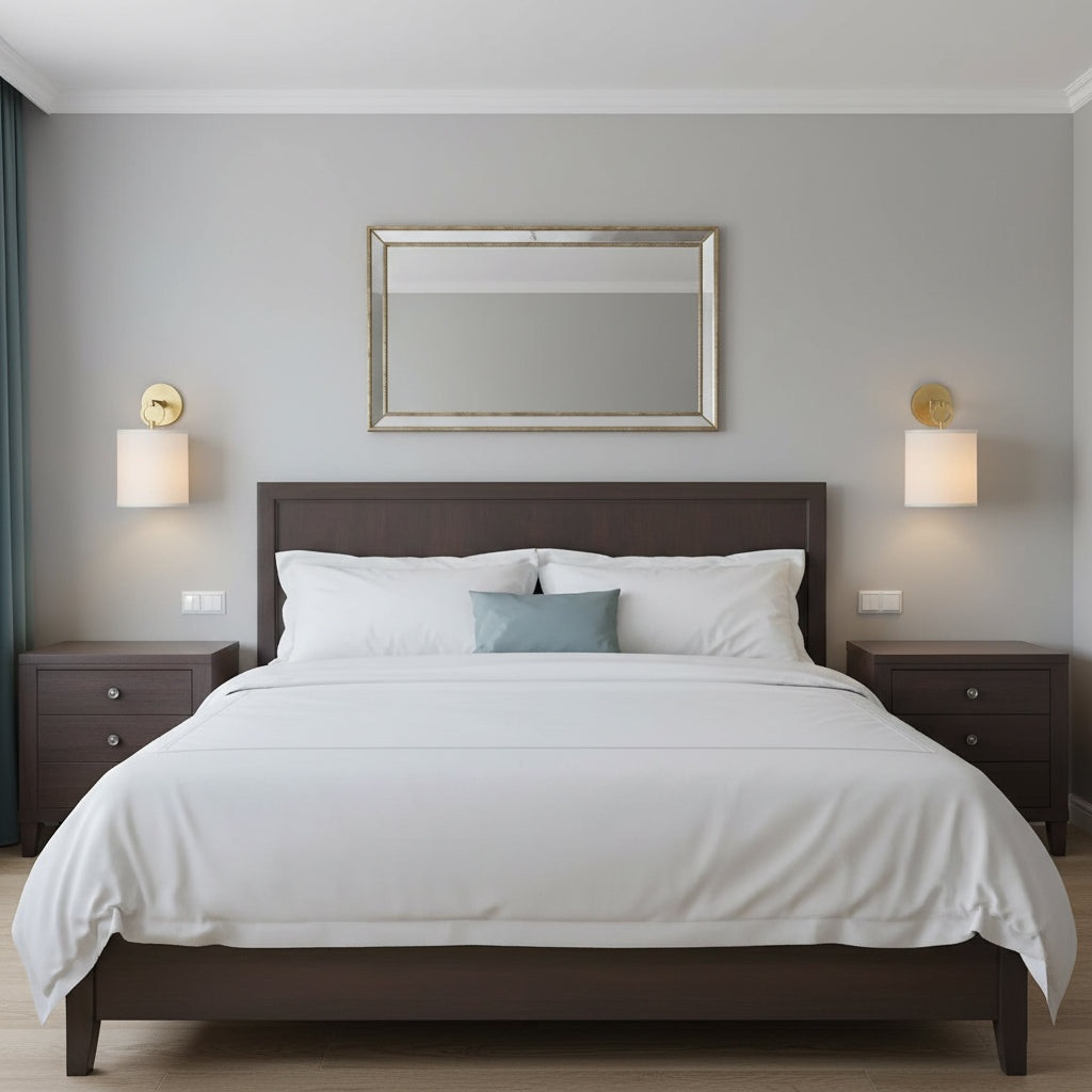 Aplique de pared con aro Circela junto a un cabecero – imagen 7