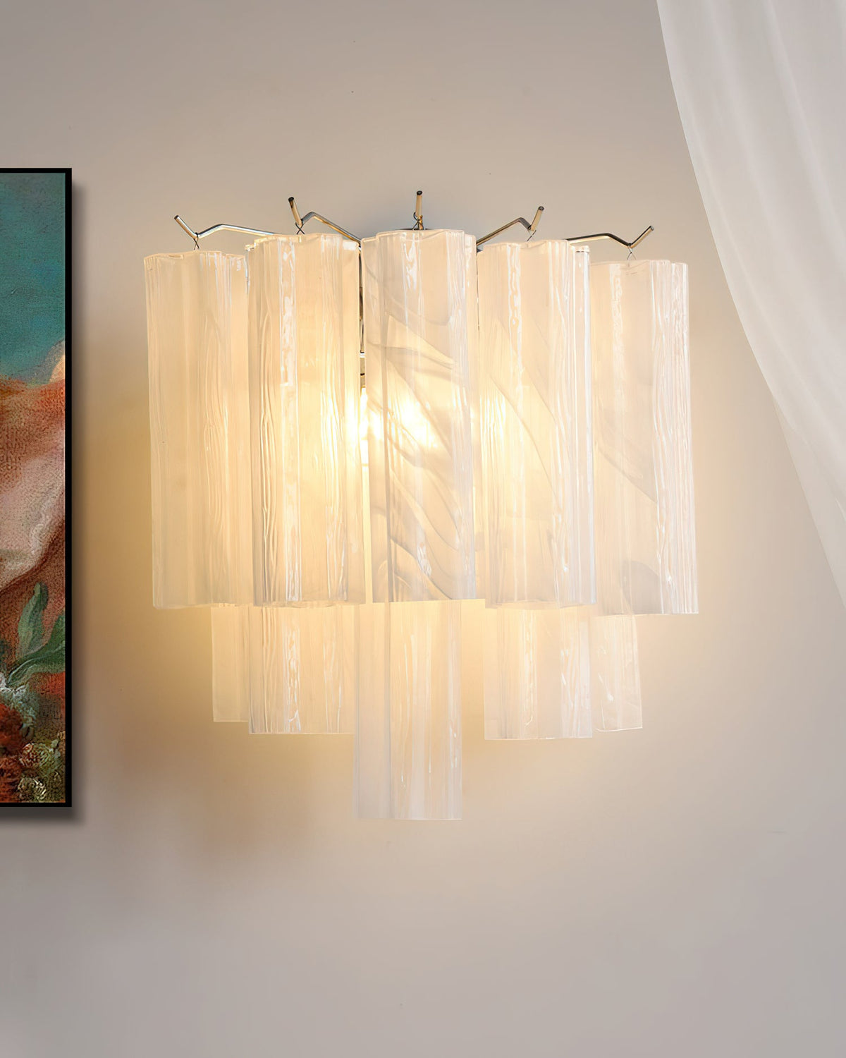 Aplique de pared de tubos de cristal Iriana en un interior luminoso – imagen 12