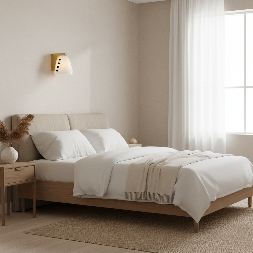 Aplique de pared de cerámica Macela – blanco sobre la cama