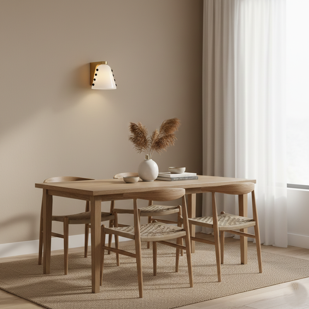 Aplique de pared de cerámica Macela – blanco en un comedor