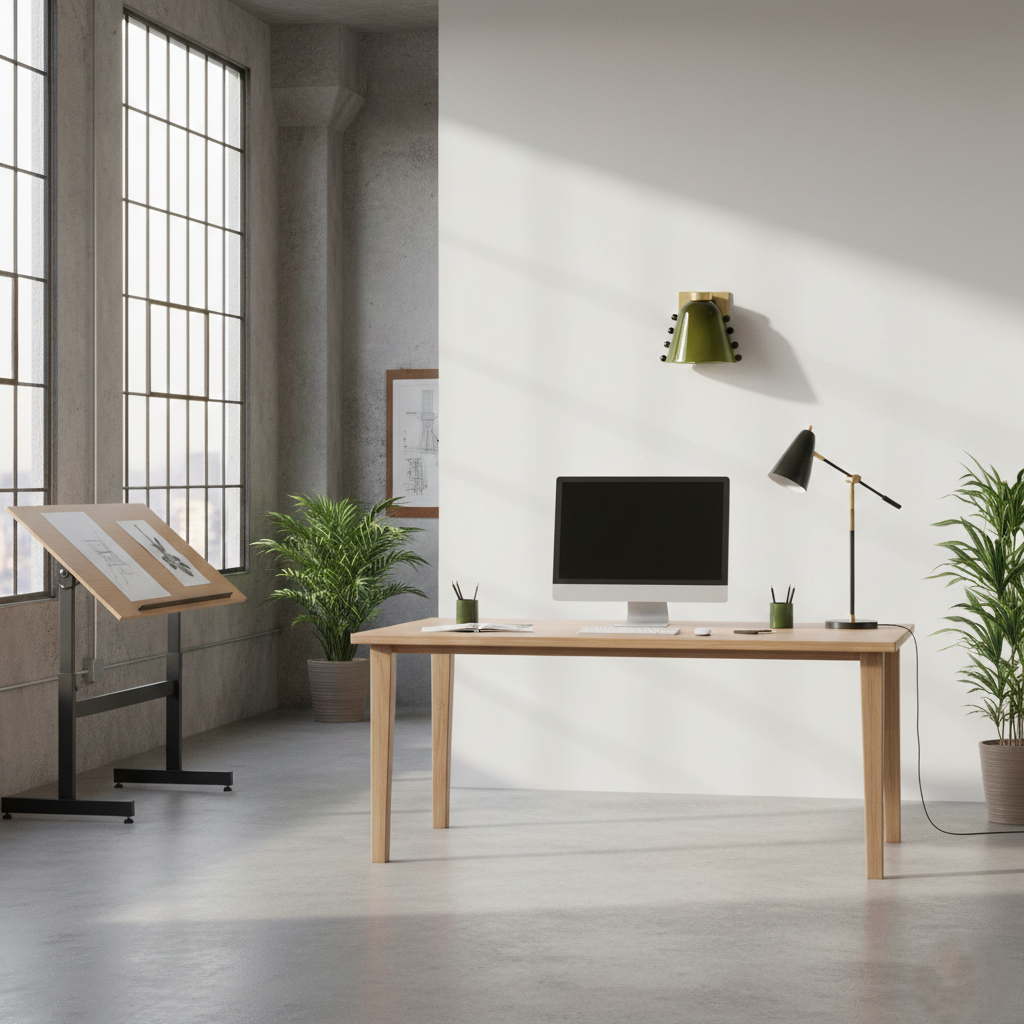 Aplique de pared de cerámica Macela – verde oliva en un estudio