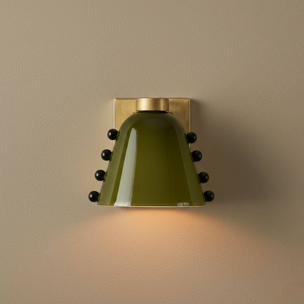 Aplique de pared de cerámica Macela – verde oliva encendido