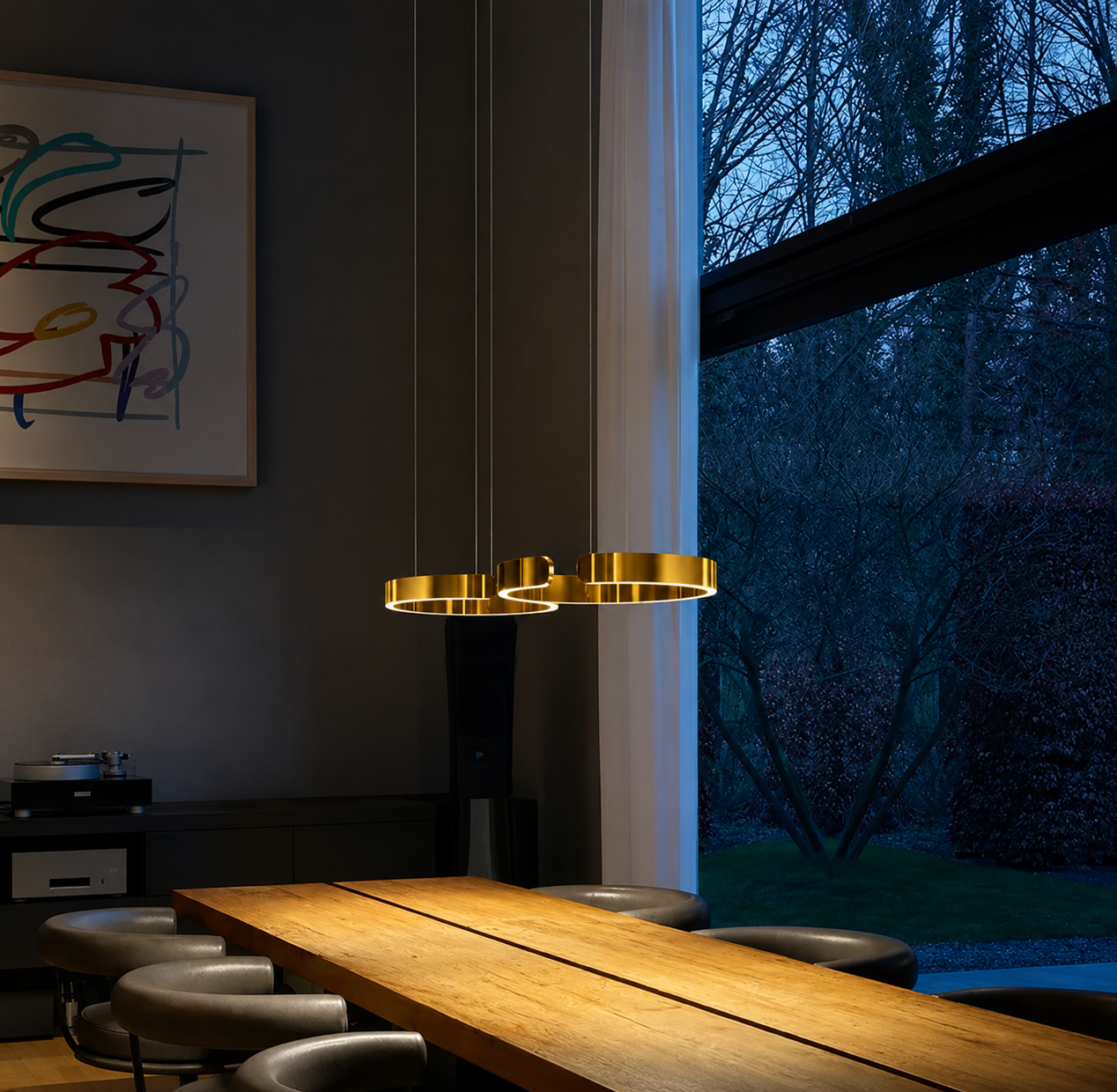 Veda - Lámpara Colgante LED Moderna Circular de Metal para Techo – Iluminación Sofisticada para Interiores Minimalistas