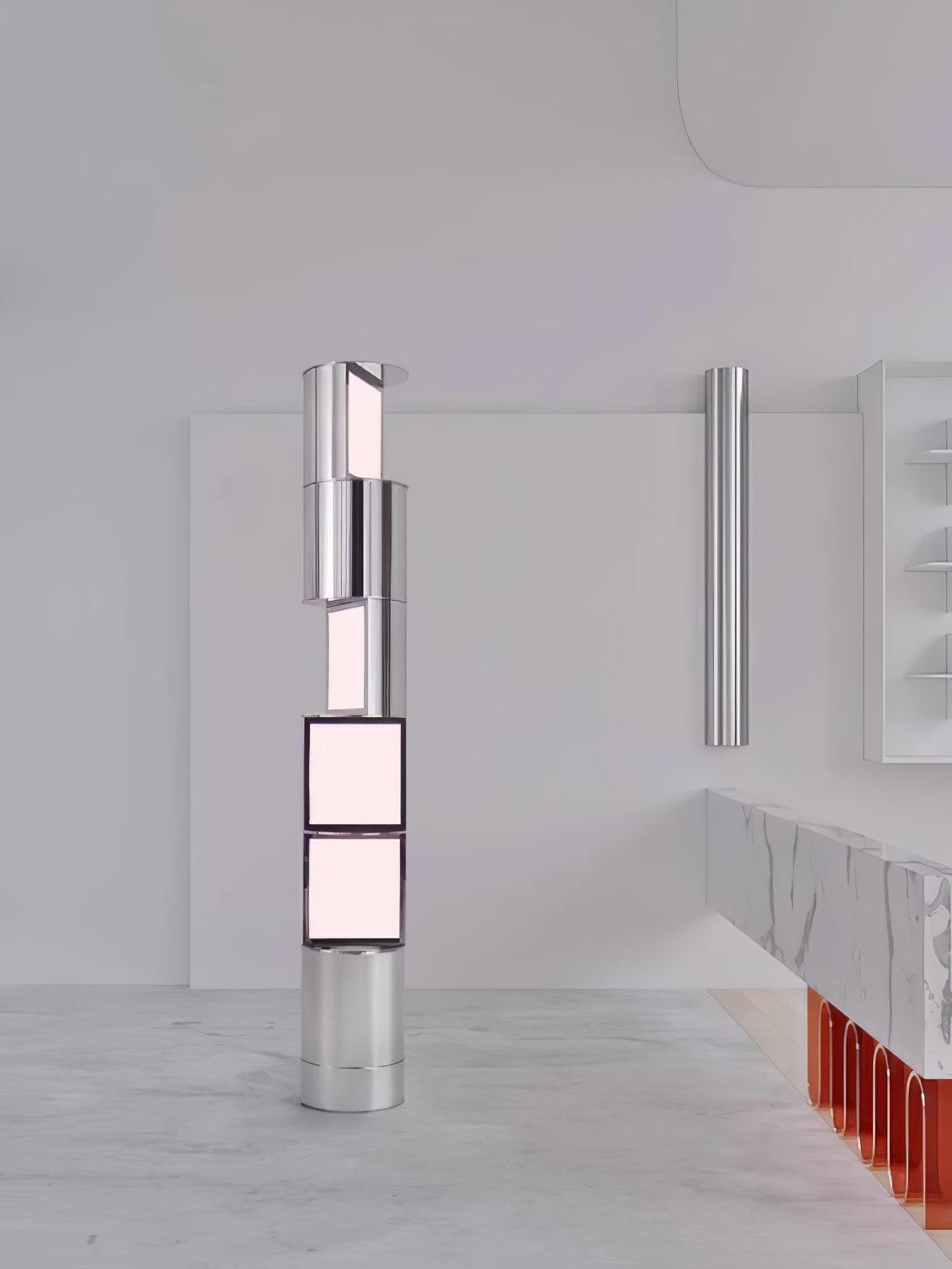 Lámpara de pie LED columna de acero y acrílico Gelara en un salón de diseño – imagen 5