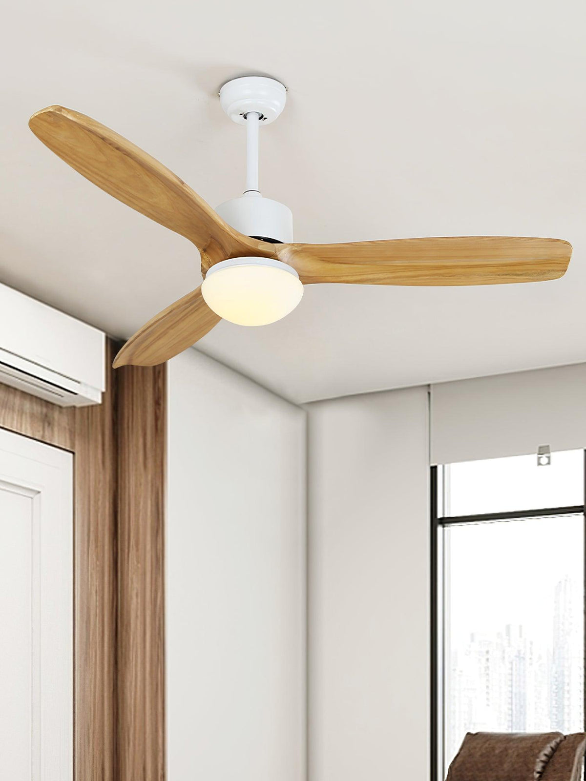 Ventilador de techo con luz Ribera en un dormitorio sereno – imagen 10