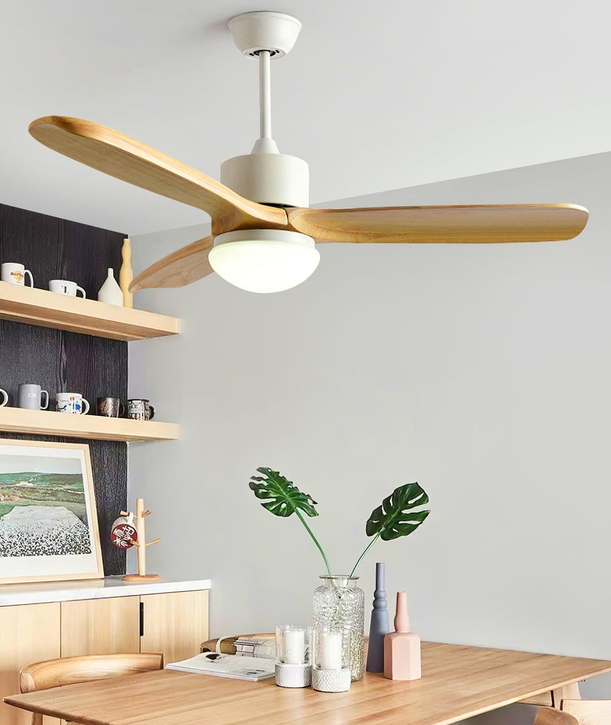 Ventilador de techo con luz Ribera en un dormitorio sereno – imagen 11