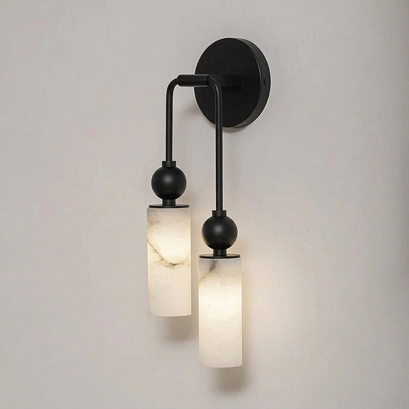 Aplique de pared de alabastro Halbara – 2 luces, negro