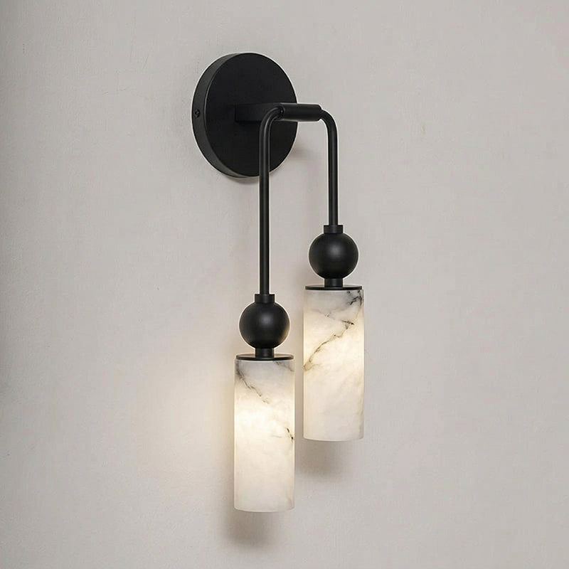 Aplique de pared de alabastro Halbara – 2 luces, negro