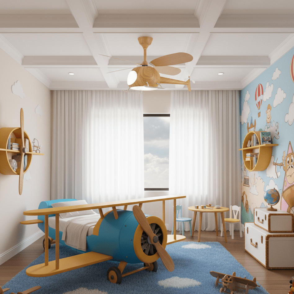 Ventilador de techo infantil con luz Vuelito en una habitación infantil – imagen 2