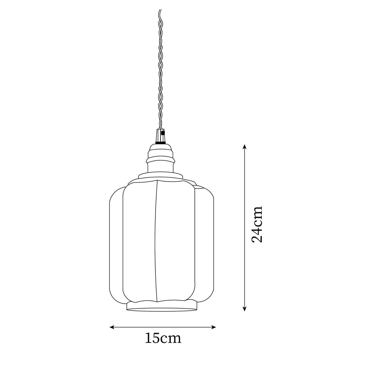 Lámpara colgante de cristal opalino Galena – medidas Ø 15 × 24 cm