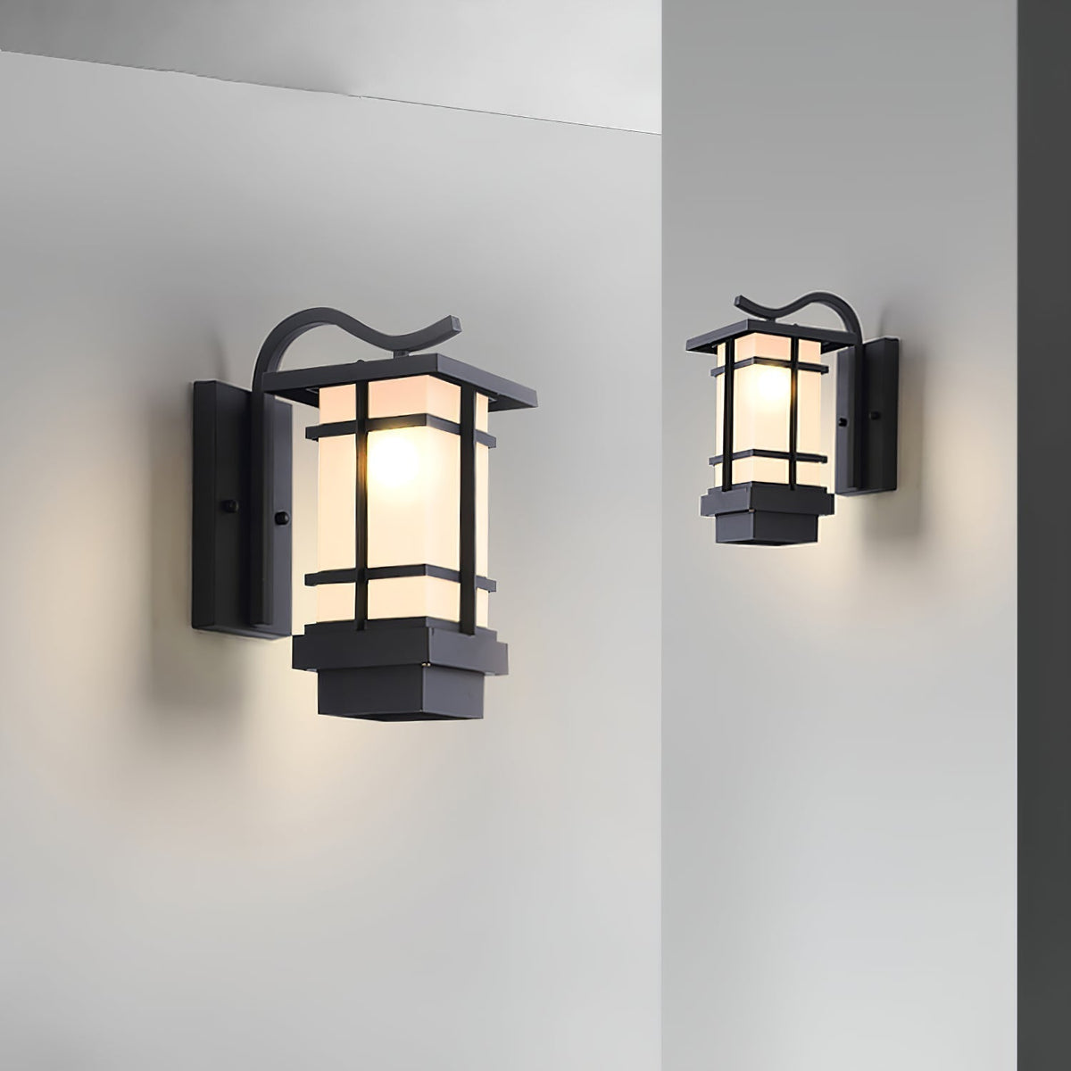Aplique de pared exterior farol Jilaro – pareja sobre una pared blanca