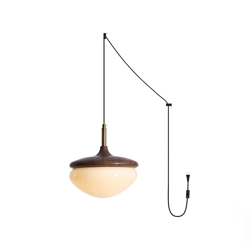 Lámpara colgante con enchufe de cristal beige Hiruna – vista principal