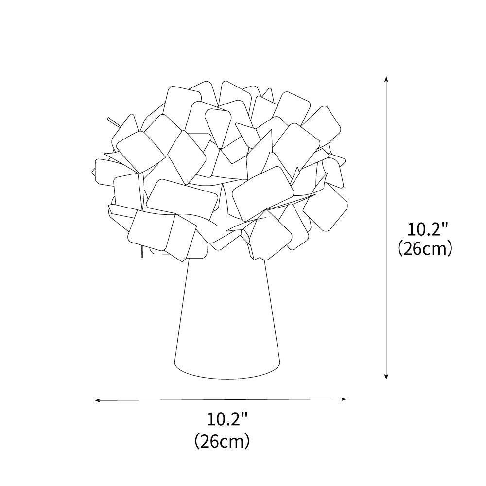 Lámpara de mesa flor Trebola – medidas de la lámpara